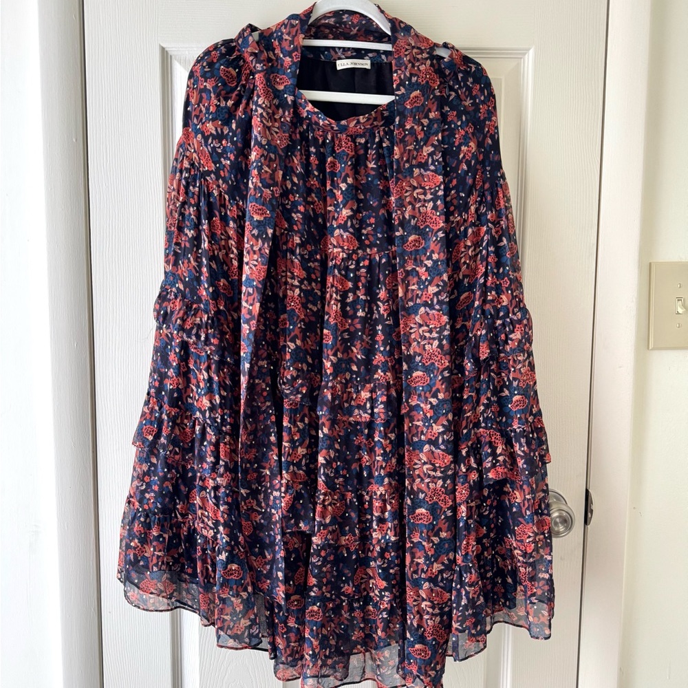 Ulla Johnson Ruffle Silk Skirt in Cosmos with Lurex, size 8